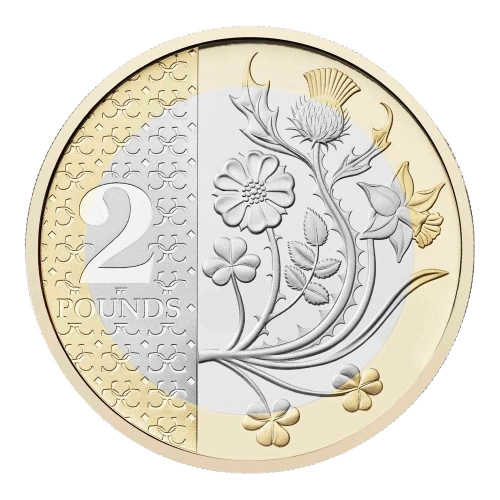 2026 2-pound Flora of the four nations (Rose, Daffodil, Thistle, Shamrock) Reverse