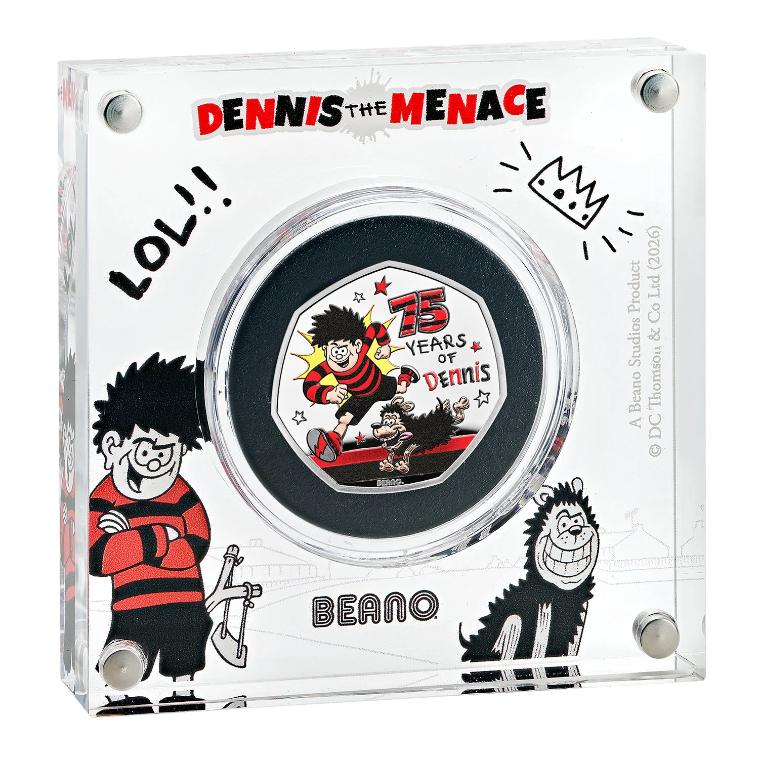 75 Years of Dennis the Menace 2026 UK 50p silver proof colour coin