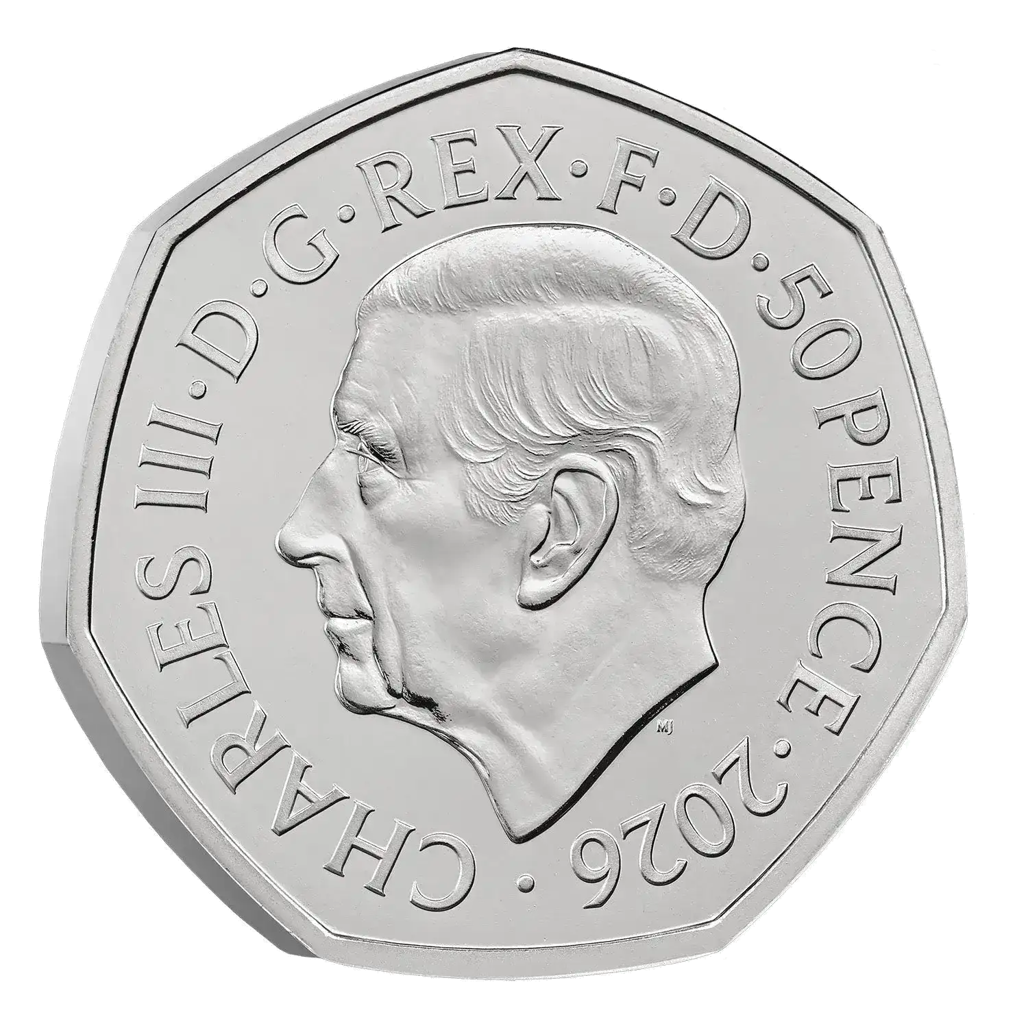 Concorde 50p Coin Obverse - 2026 UK 50p Coin Head Side