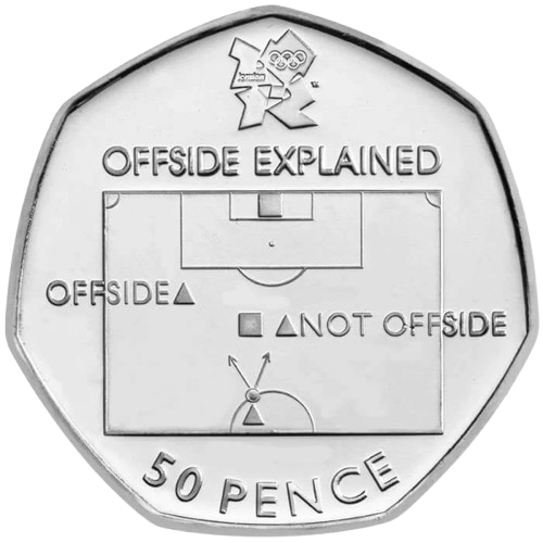 Football Offside Rule 50p coin