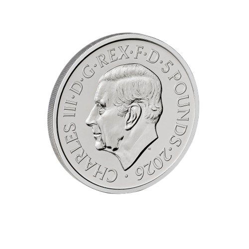 Portraits of a Queen - Elizabeth II The Third Effigy 2026 UK £5 Brilliant Uncirculated Coin Obverse - 2025 UK £5 Coin Head Side