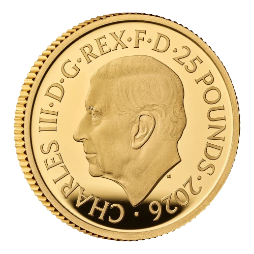 The Angel 2026 UK 1/4oz Gold Proof Coin Obverse - 2026 UK 1/4oz Coin Head Side
