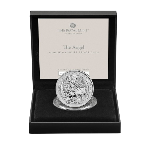 The Angel 2026 UK 1oz Silver Proof Coin Packaging - 2026 UK 1oz Coin Presentation Pack