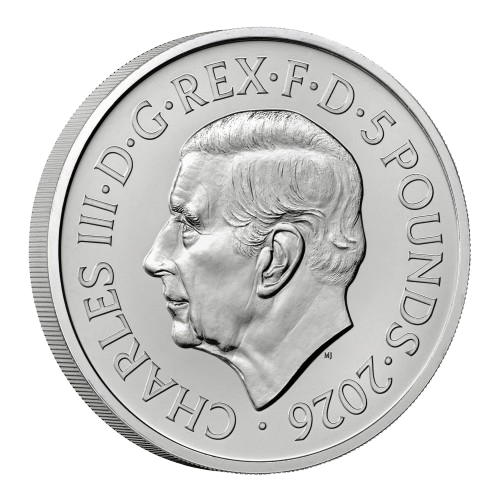 The Angel 2026 UK £5 Brilliant Uncirculated Coin Obverse - 2026 UK £5 Coin Head Side