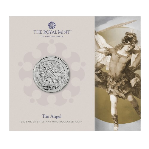 The Angel 2026 UK £5 Brilliant Uncirculated Coin Packaging - 2026 UK £5 Coin Presentation Pack