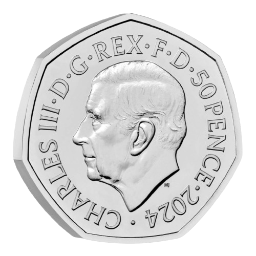 Tyrannosaurus Rex 50p Obverse - 2024 UK 50p Coin Head Side