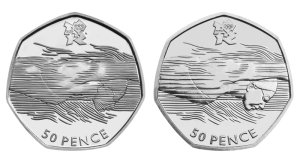 Swimming 50p coins