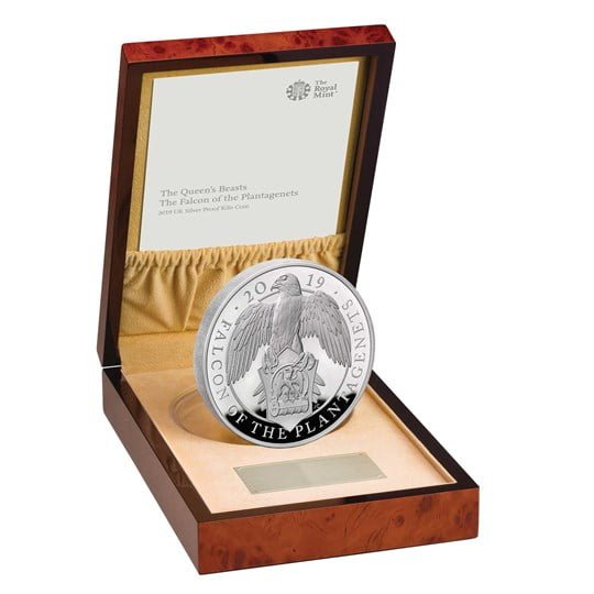 Falcon of the Plantagenets 2019 UK Silver Proof Kilo Coin