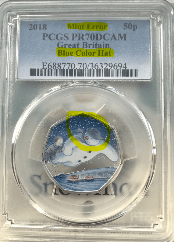 PCGS Snowman 50p Error Coin PCGS Snowman 50p Error Coin