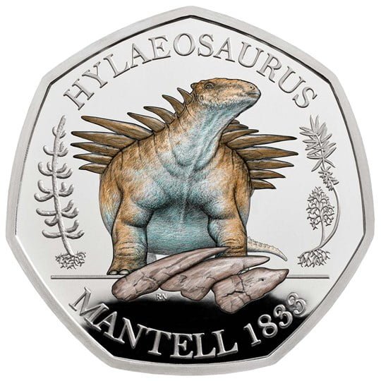 Hylaeosaurus 50p Coin Silver Proof Coloured Hylaeosaurus 50p Coin Silver Proof Coloured