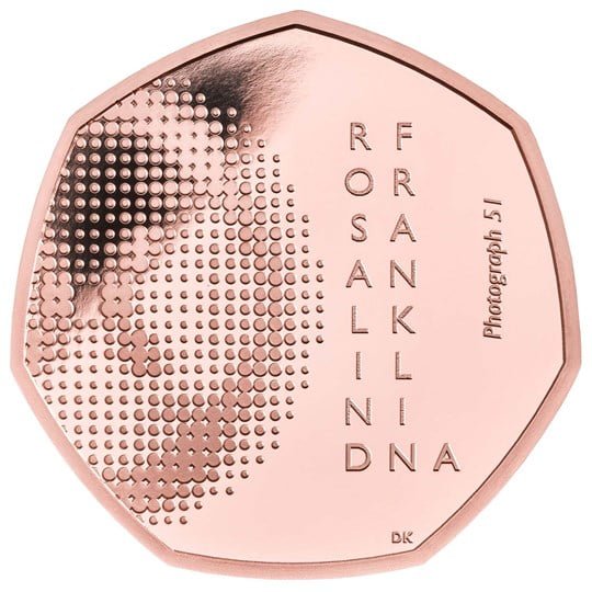 Rosalind Franklin 50p 5 Rosalind Franklin 50p gold coin reverse